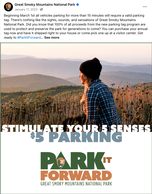 Great Smoky Mountains National Park organic social media image